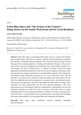 Urban Blue Space and “The Project of the Century”: Doing Justice on the Seattle Waterfront and for Local Residents