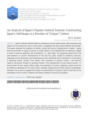 An Analysis of Japan's Popular Cultural Tourism