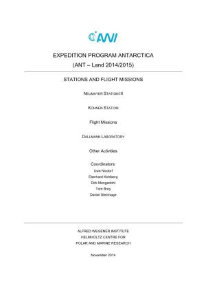 EXPEDITION PROGRAM ANTARCTICA (ANT – Land 2014/2015)