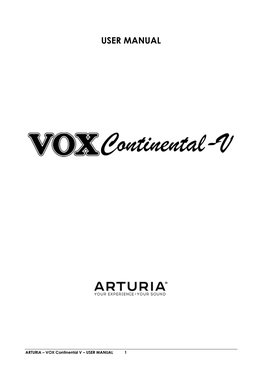 User Manual VOX Continental V