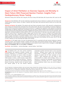 Impact of Atrial Fibrillation on Exercise Capacity And