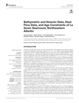 Bathymetric and Seismic Data, Heat Flow Data, and Age Constraints of Le Gouic Seamount, Northeastern Atlantic