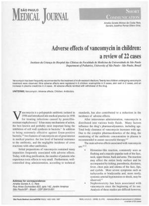 Adverse Effects of Vancomycin in Children