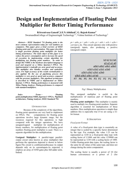 Design and Implementation of Floating Point Multiplier for Better Timing Performance