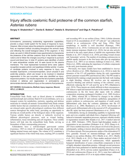 Injury Affects Coelomic Fluid Proteome of the Common Starfish, Asterias Rubens Sergey V