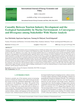 Causality Between Tourism Industry Development and the Ecological