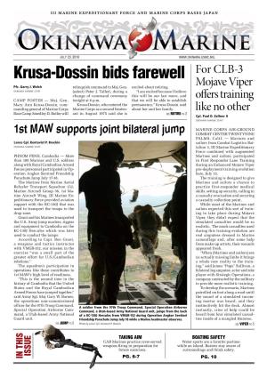 Krusa-Dossin Bids Farewell for CLB-3 Pfc