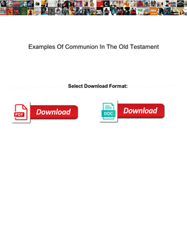 Examples of Communion in the Old Testament