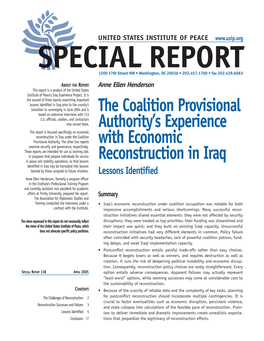 The Coalition Provisional Authority's Experience with Economic Reconstruction in Iraq