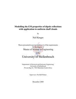 Modelling the EM Properties of Dipole Reflections with Application to Uniform Chaff Clouds