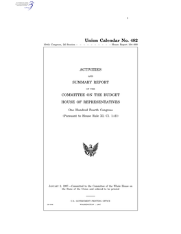 Union Calendar No. 482 104Th Congress, 2D Session –––––––––– House Report 104–880