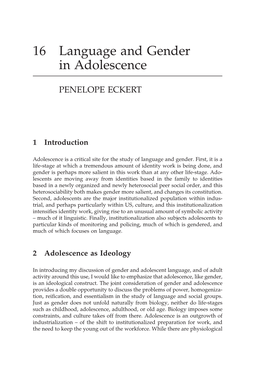 16 Language and Gender in Adolescence