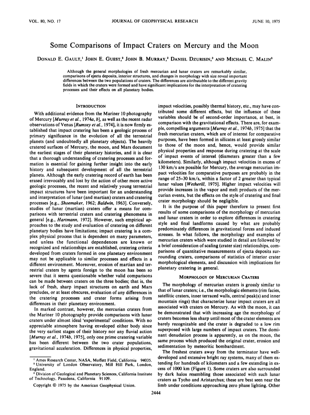 Some Comparisons of Impact Craters on Mercury and the Moon