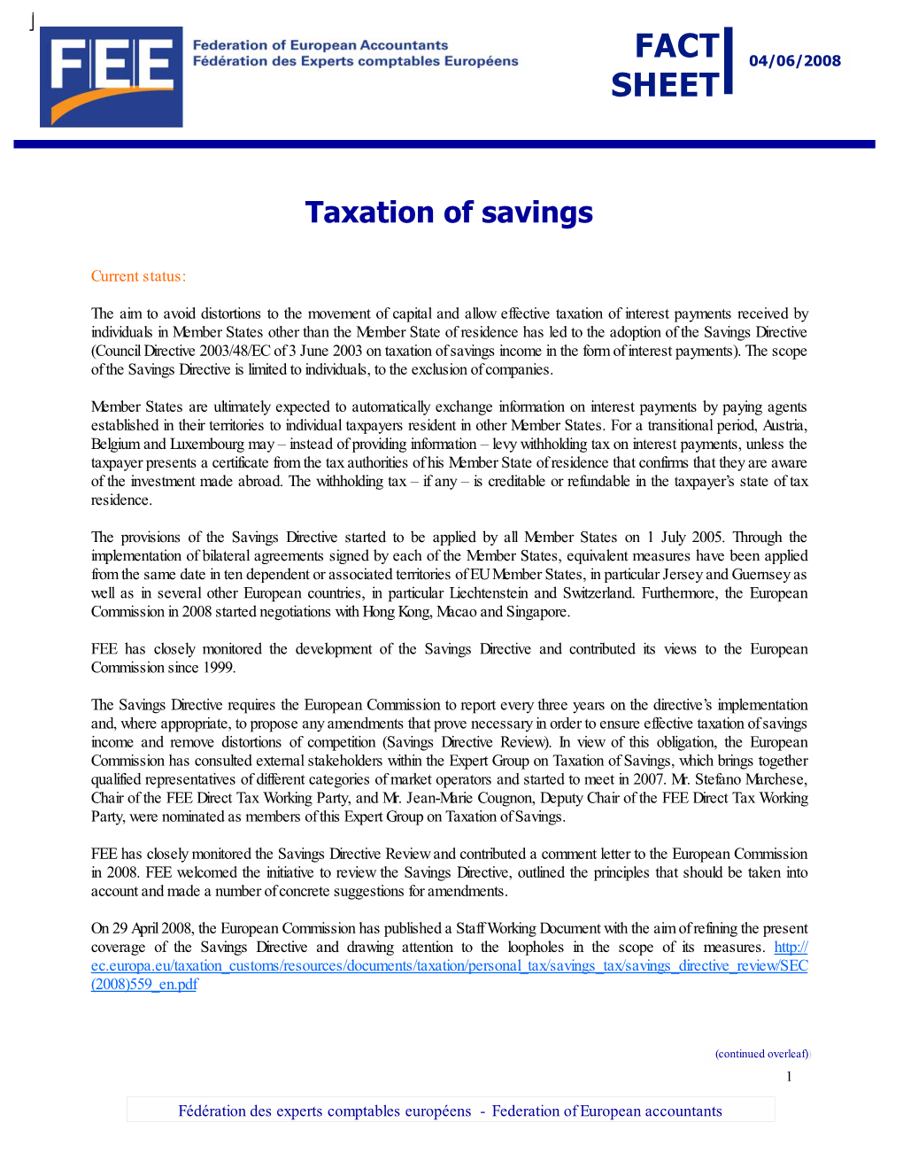 Savings Directive Review)