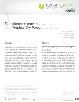 Tree Diameter Growthfor Three Successional Stages of Tropical Dry