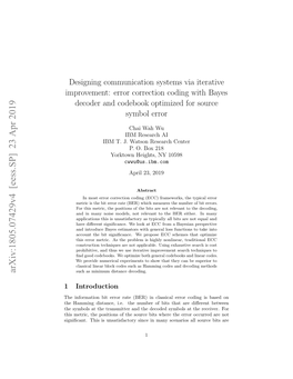 Designing Communication Systems Via Iterative Improvement: Error Correction Coding with Bayes Decoder and Codebook Optimized for Source Symbol Error