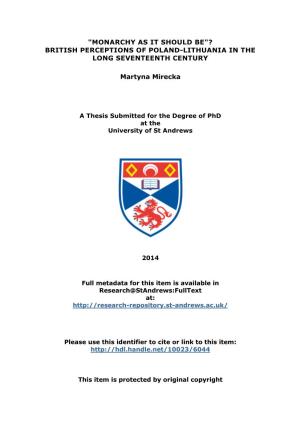 Martyna Mirecka Phd Thesis