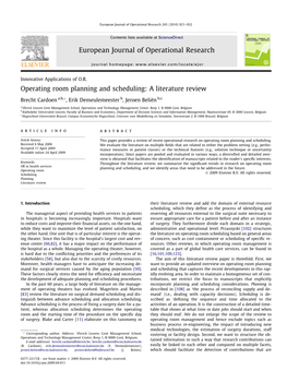 Operating Room Planning and Scheduling: a Literature Review