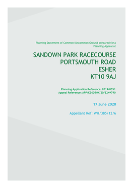 Sandown Park Racecourse Portsmouth Road Esher Kt10 9Aj