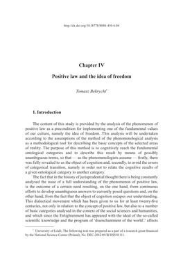 Chapter IV Positive Law and the Idea of Freedom