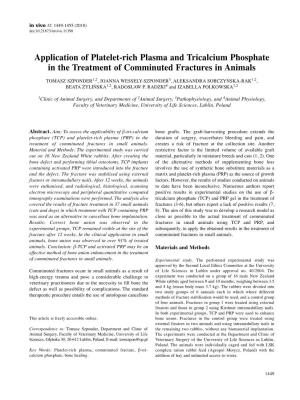 Application of Platelet-Rich Plasma and Tricalcium Phosphate