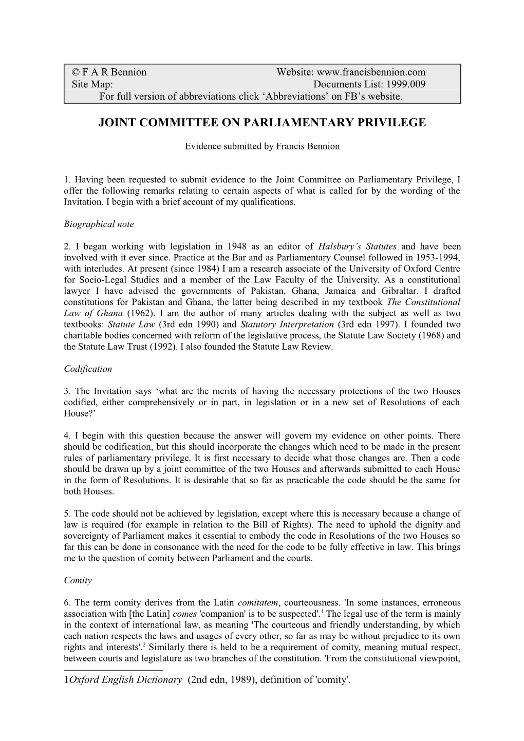 Joint Committee on Parliamentary Privilege