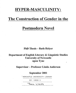 HYPER-MASCULINITY: the Construction of Gender in the Postmodern Novel
