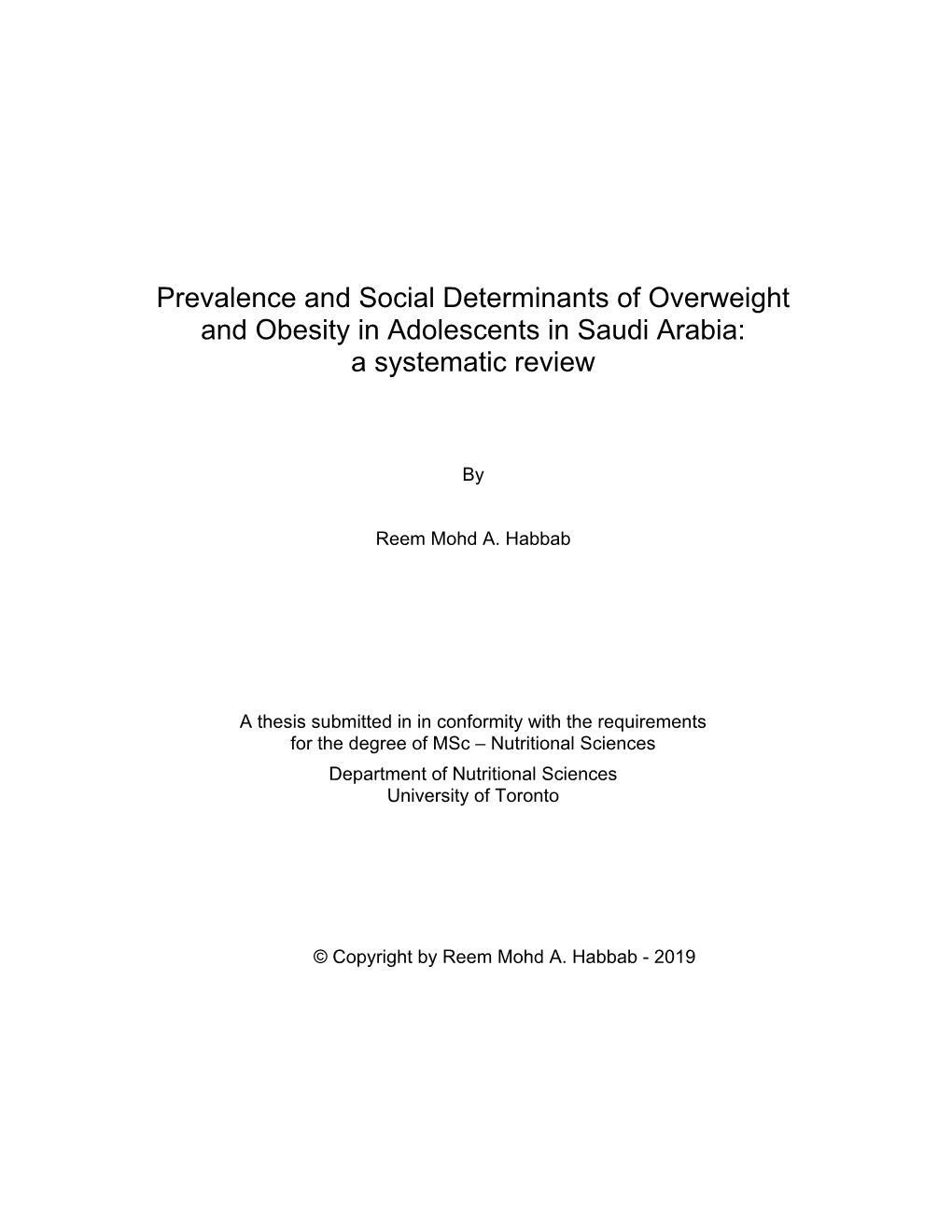 Prevalence and Social Determinants of Overweight and Obesity in Adolescents in Saudi Arabia: a Systematic Review