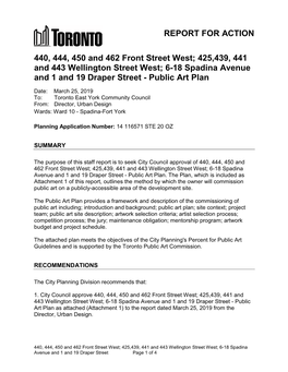 440, 444, 450 and 462 Front Street West; 425,439, 441 and 443 Wellington Street West; 6-18 Spadina Avenue and 1 and 19 Draper Street - Public Art Plan