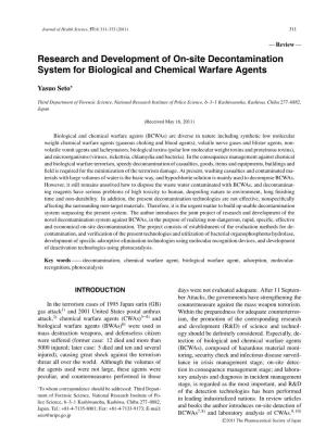 Research and Development of On-Site Decontamination System for Biological and Chemical Warfare Agents