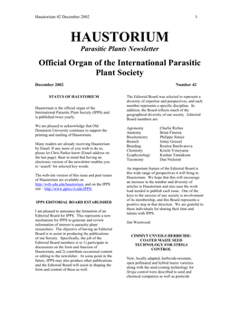 Haustorium #42, December 2002