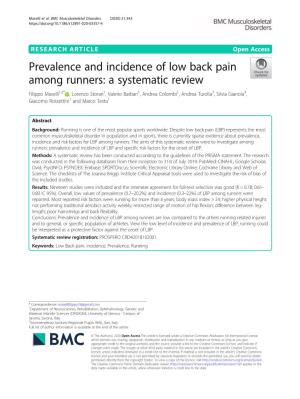 Prevalence and Incidence of Low Back Pain Among Runners