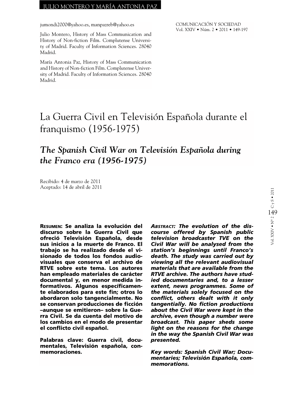 La Guerra Civil En Televisión Española Durante El