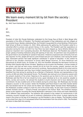 President by : INVC Team Published on : 23 Oct, 2012 10:00 PM IST