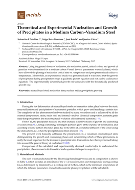 Theoretical and Experimental Nucleation and Growth of Precipitates in a Medium Carbon–Vanadium Steel