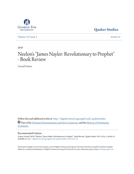 James Nayler: Revolutionary to Prophet" - Book Review Gerard Guiton