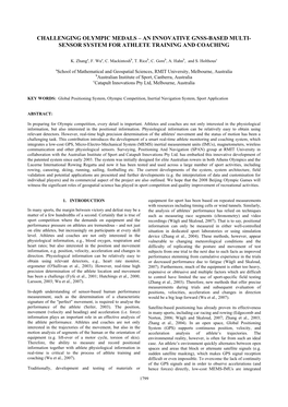 An Innovative Gnss-Based Multi- Sensor System for Athlete Training and Coaching