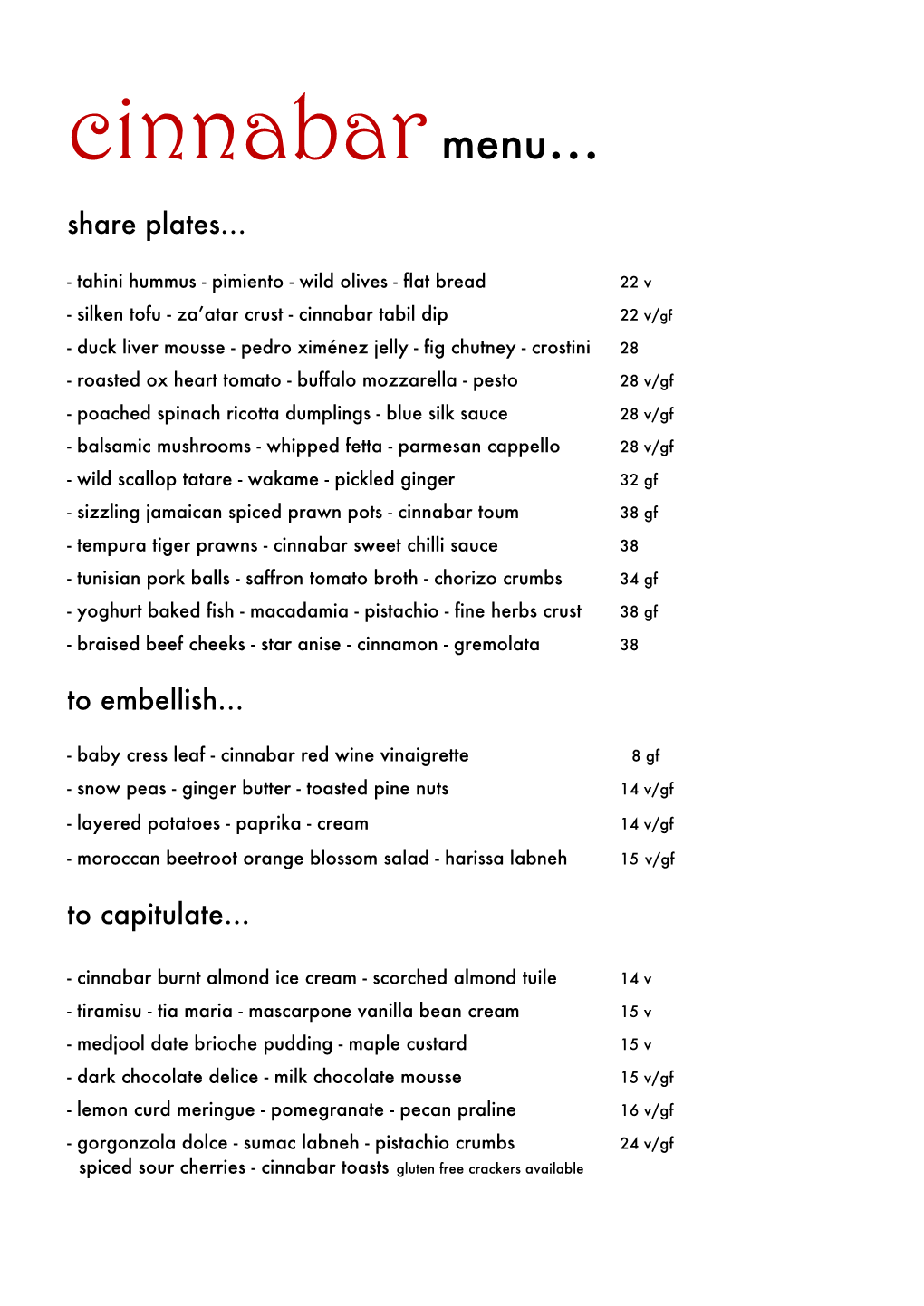 Cinnabar Revised Menu January 2018