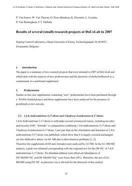 Results of Several (Small) Research Projects at Docolab in 2007