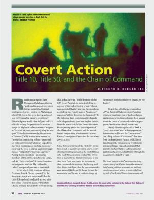 Covert Action Title 10, Title 50, and the Chain of Command