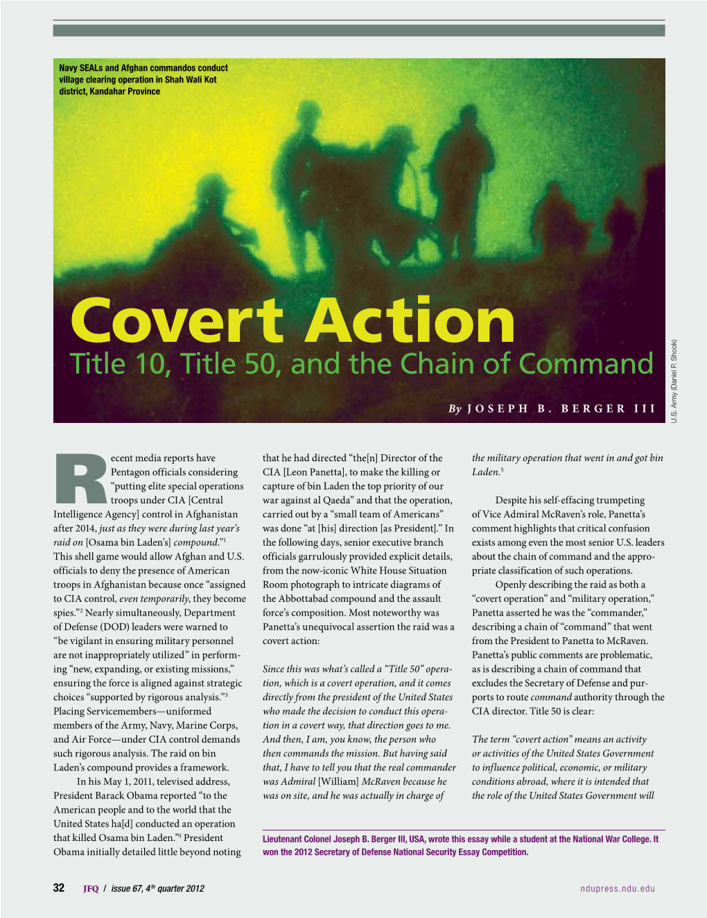 Covert Action Title 10 Title 50 And The Chain Of Command DocsLib