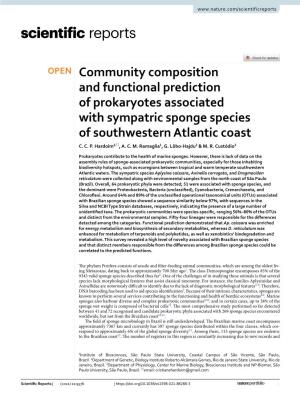 Community Composition and Functional Prediction of Prokaryotes Associated with Sympatric Sponge Species of Southwestern Atlantic Coast C