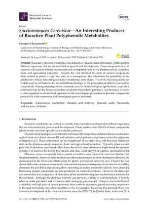 Saccharomyces Cerevisiae—An Interesting Producer of Bioactive Plant Polyphenolic Metabolites