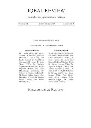 IQBAL REVIEW Journal of the Iqbal Academy Pakistan