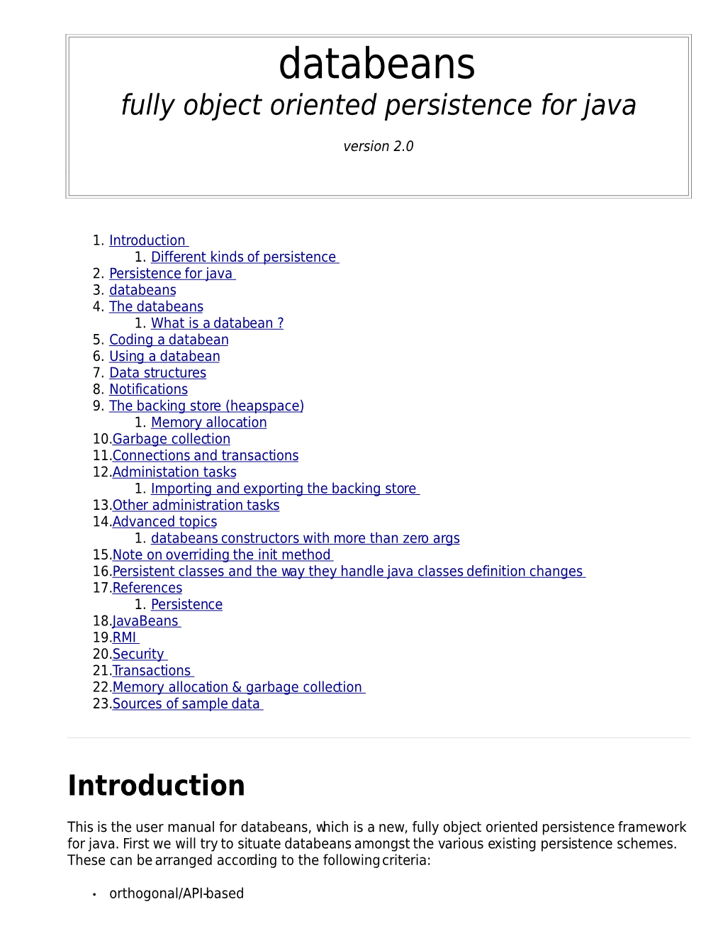 Databeans Fully Object Oriented Persistence for Java