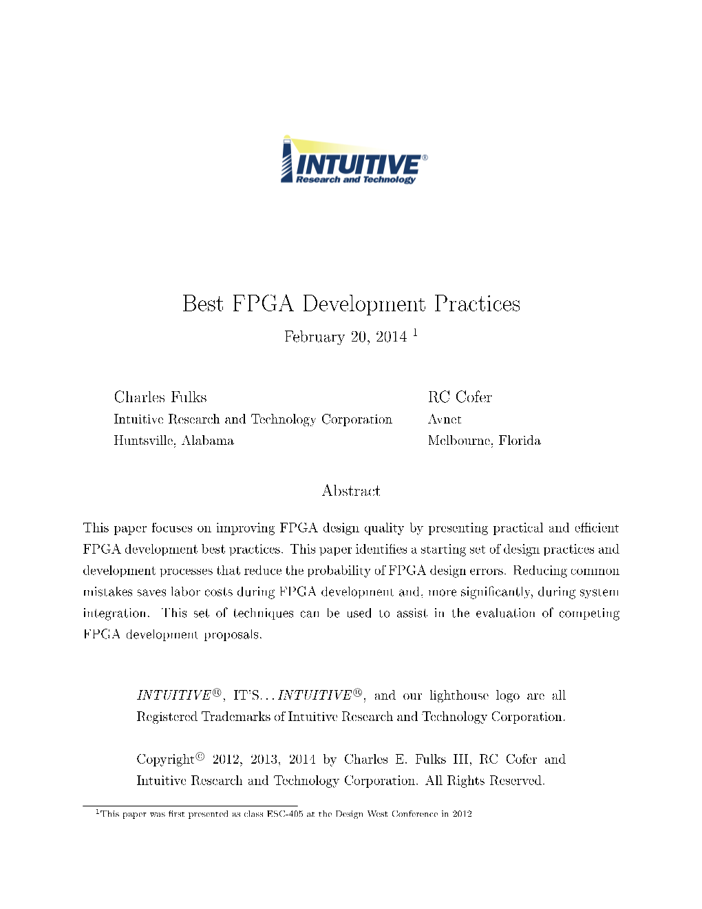 Best FPGA Development Practices February 20, 2014 1