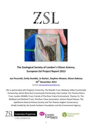 The Zoological Society of London's Citizen Science, European Eel