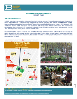 Bryant Park Sample Location Guide