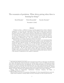 The Economics of Predation: What Drives Pricing When There Is Learning-By-Doing?∗
