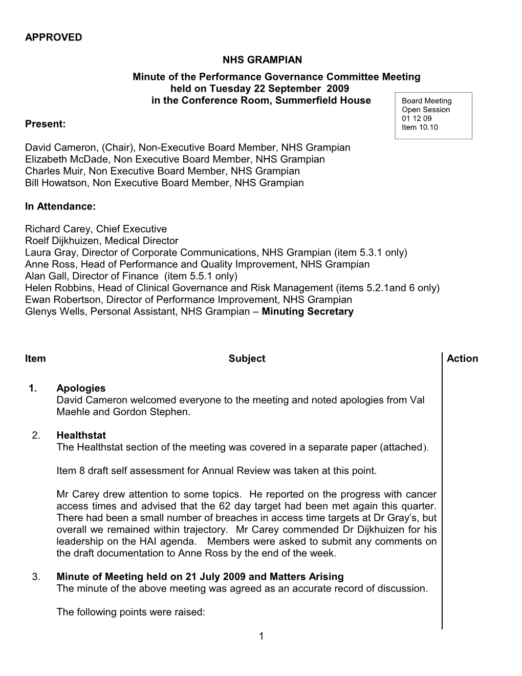 Item 10.10 for 1 Dec 09 PGC Min 22 Sep 09